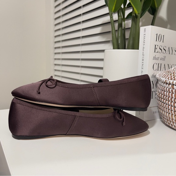 new LOEFFLER RANDALL Leonie satin bow ballet Mary Jane flats 7.5 brown - Picture 11 of 11